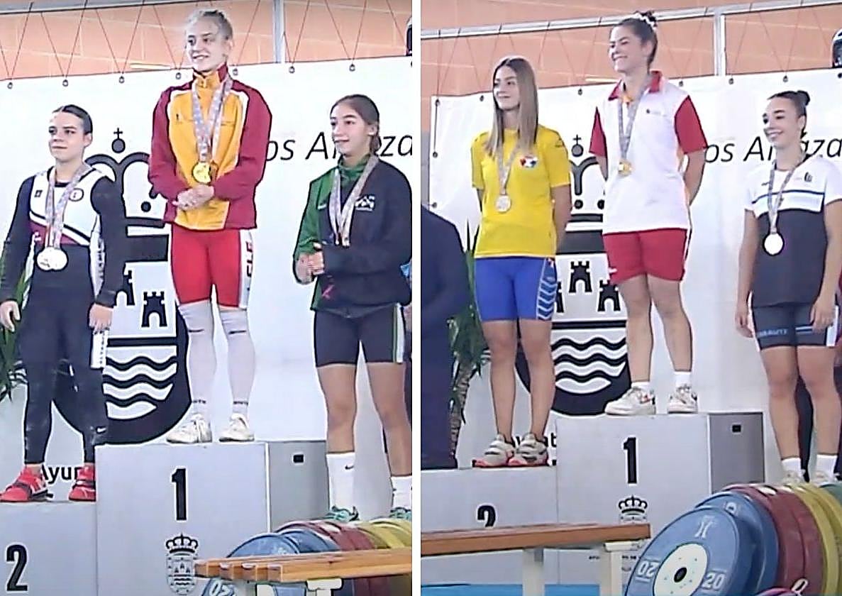 Marta García e Irene Pérez, en lo alto del podio de sus respectivas categorías.