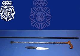 Armas incautadas por la Policía Nacional a los agresores