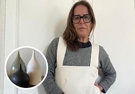 Marta Páramo, ceramista en Salamanca. En el círculo, una de sus elaboraciones.