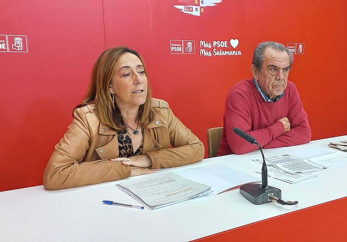 La procuradora del PSOE por Salamanca, Rosa Rubio, y el diputado provincial socialista, Luis Rodríguez.