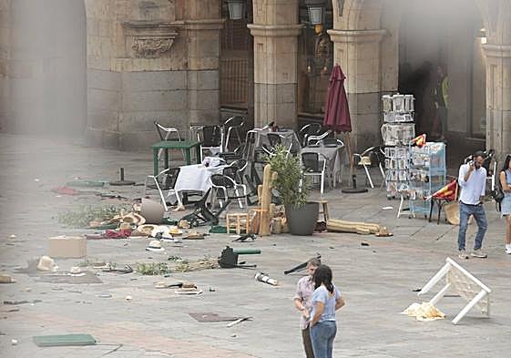 Rodaje de la película en la Plaza Mayor.
