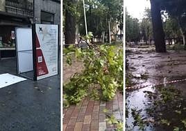 Algunos destrozos en el centro y parques de Salamanca esta mañana.