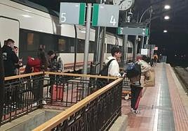 Tren detenido en la estación de Medina del Campo.
