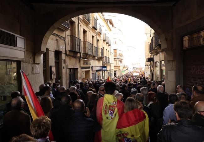 Visión de la manifestación desde la Plaza Mayor de Salamanca.