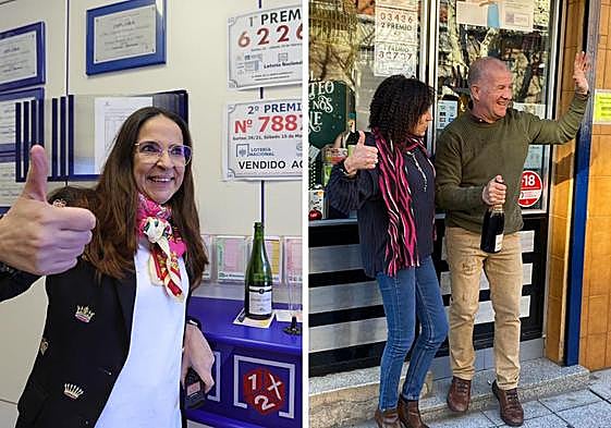 La lotera de la administración 2 de Peñaranda y los responsables del quiosco de Filiberto Villalobos.