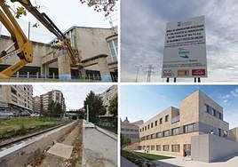 La piscina de La Alamedilla, el puerto seco, el nuevo aulario de Geografía y el apeadero.