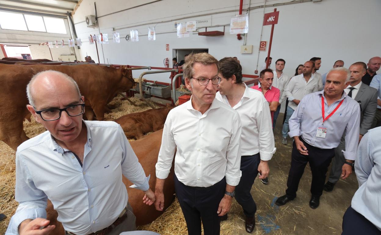 Feijóo, junto a Iglesias, en su visita a la última feria Salamaq, en 2022.