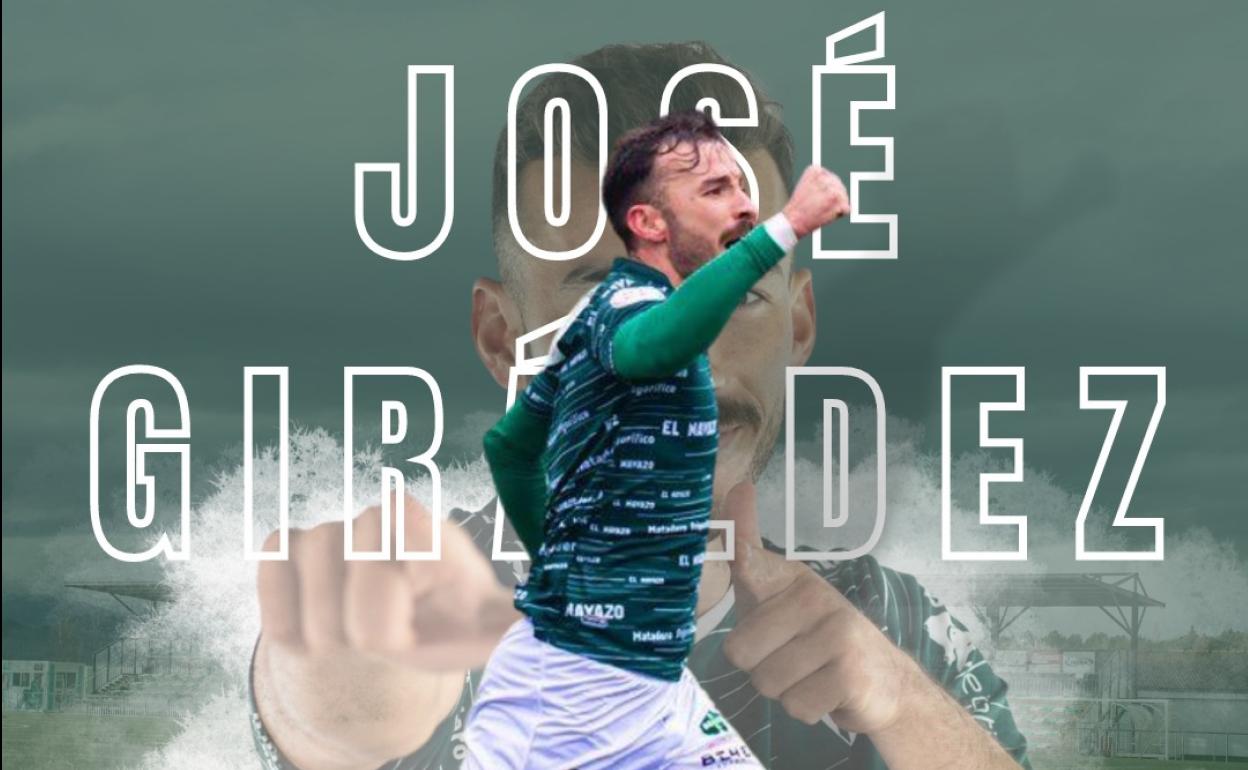 José Giráldez en el montaje con el que el CD Guijuelo ha anunciado su vuelta.