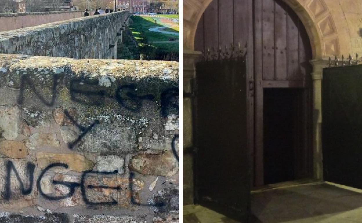 Pintadas en el Puente Romano y en el convento de Las Úrsulas. 