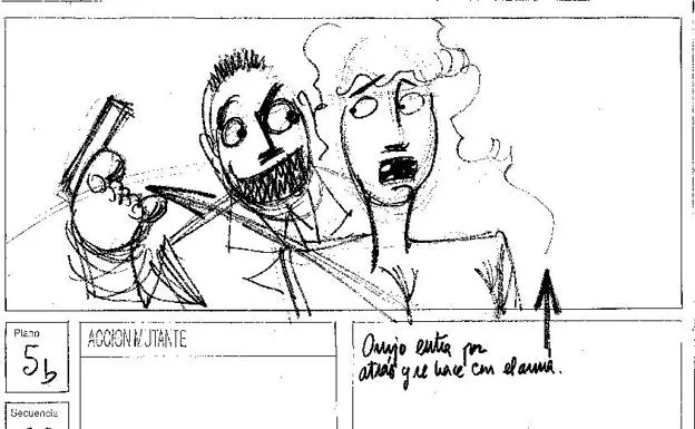 Storyboard de 'Acción Mutante' dibujado por Álex de la Iglesia.
