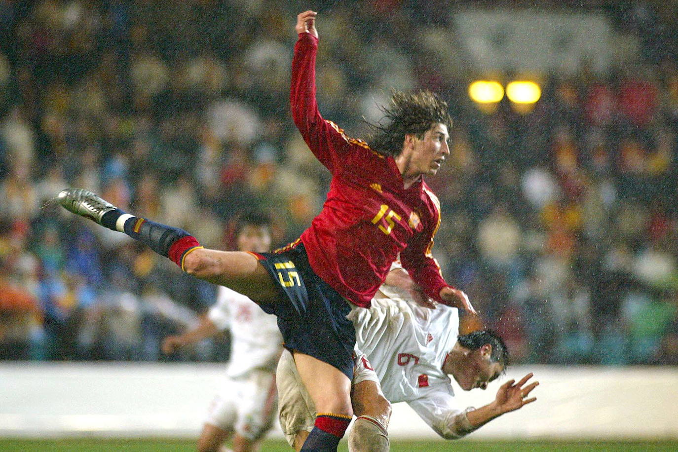 Sergio Ramos, en el partido de su debut con la selección nacional en Salamanca en el año 2015. 