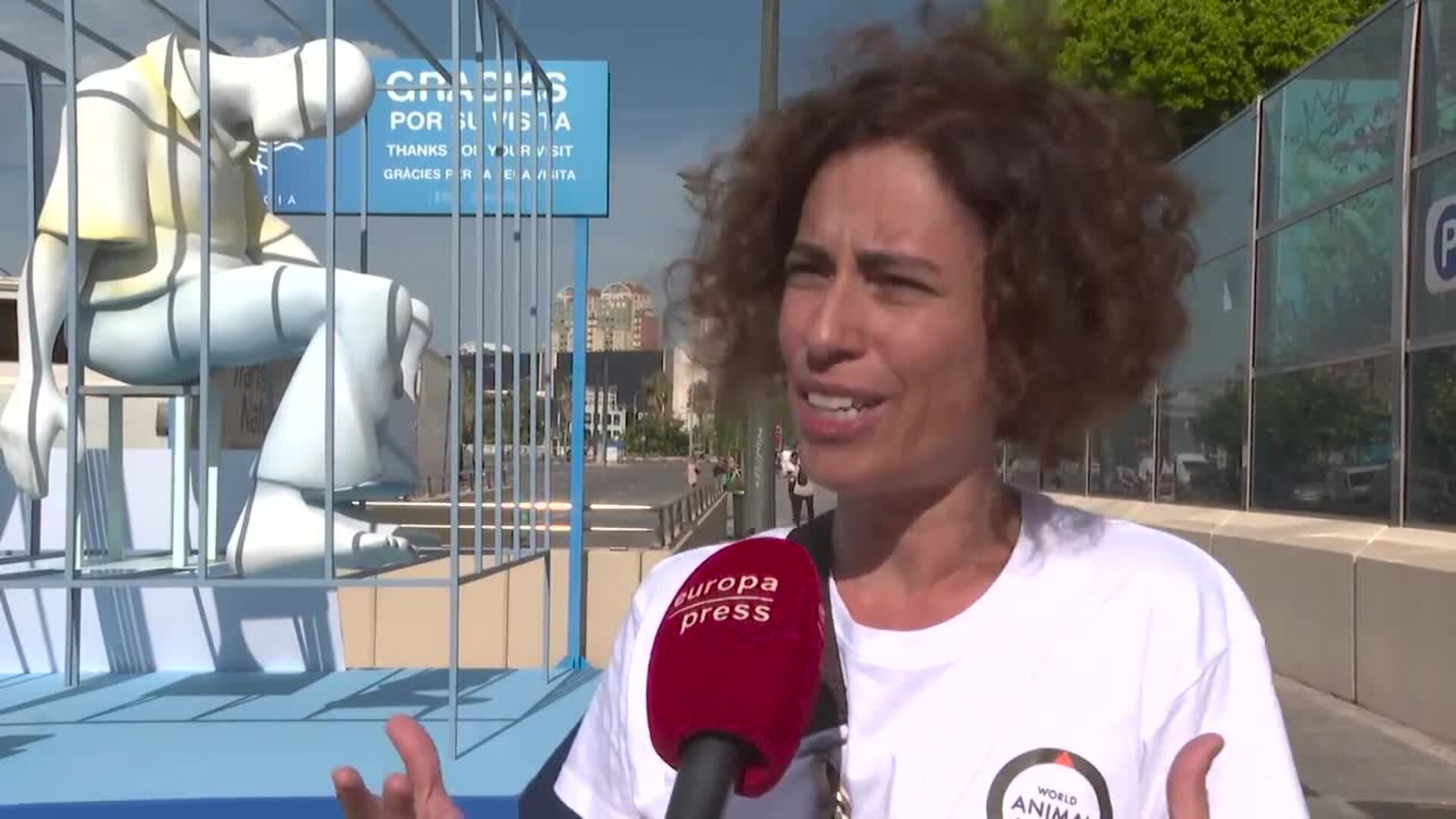 Plantan una falla frente para exigir el 'indulto' de 18 delfines