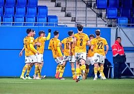 Unionistas celebrando un gol.