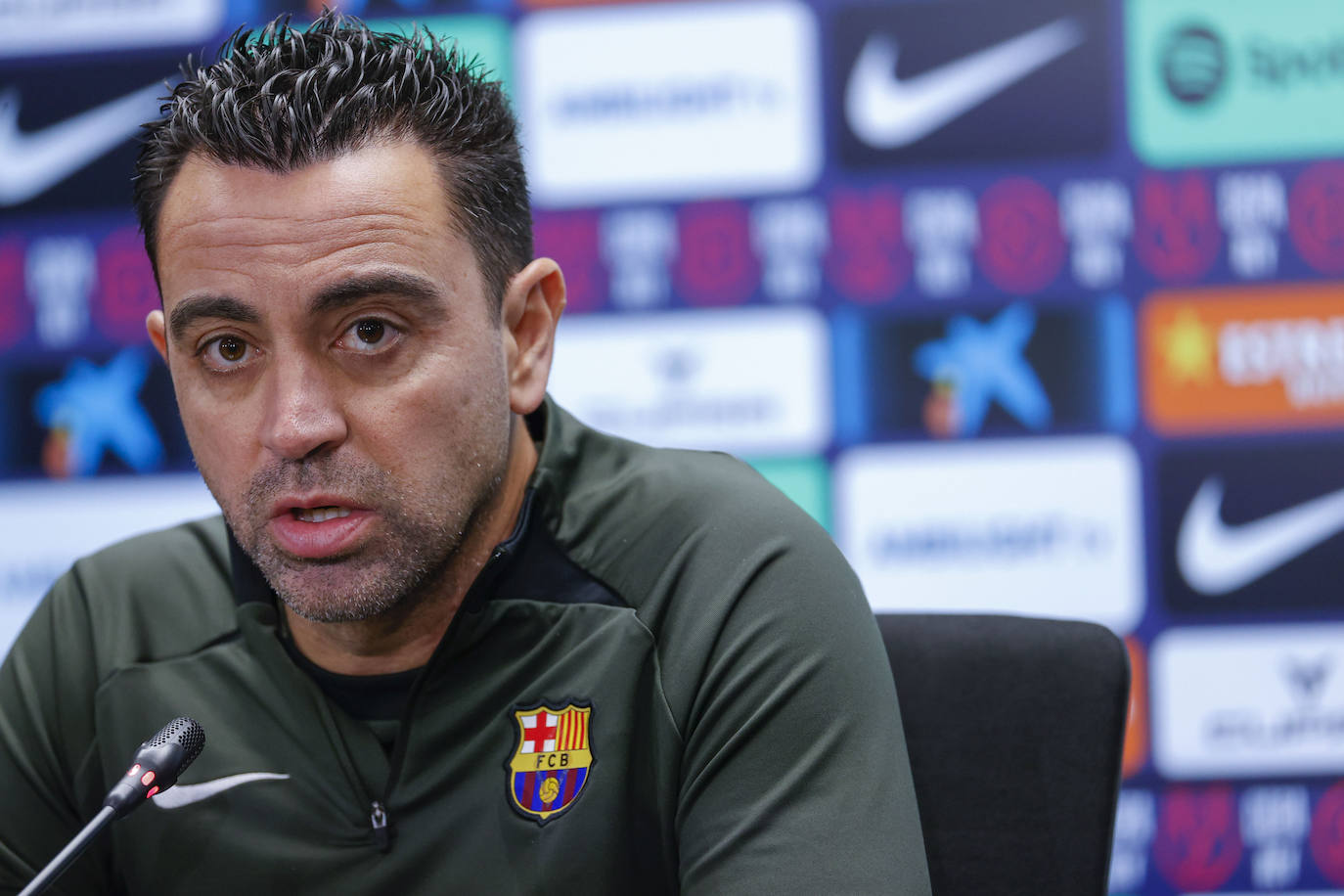 El entrenador del FC Barcelona, en una rueda de prensa.