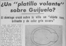 Recorte de prensa del avistamiento OVNI en Guijuelo