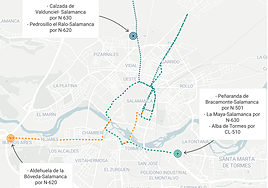 Mapa de la tractorada 'oficial': todo el centro de Salamanca afectado y sin coches en la Gran Vía