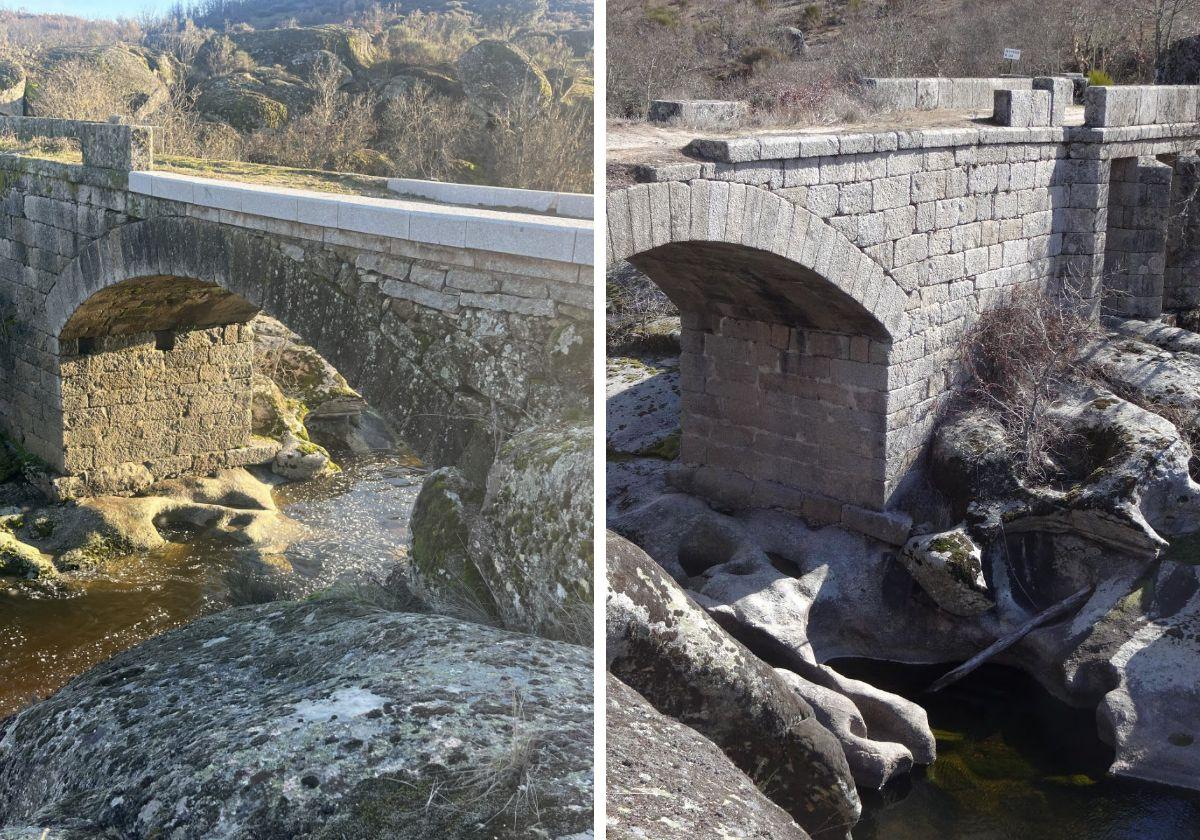 El puente, antes y después de las obras de rehabilitación.