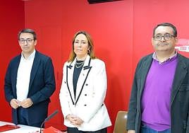 Los procuradores del PSOE por Salamanca, Fernando Pablos, Rosa Rubio y Juan Luis Cepa