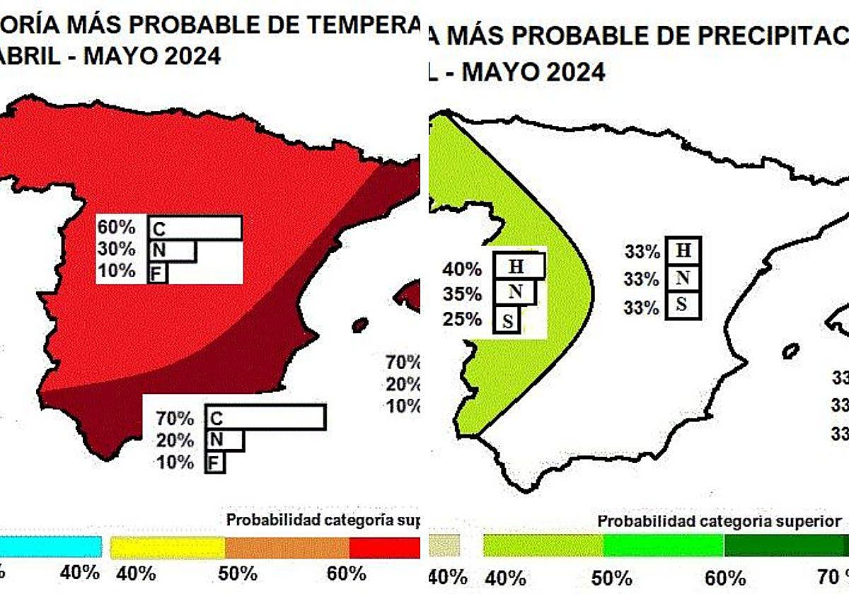 Infografías de la AEMET sobre la primavera que se espera para España este 2024.