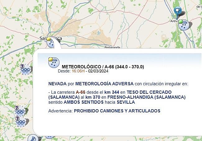 Advertencia en la página de la DGT.