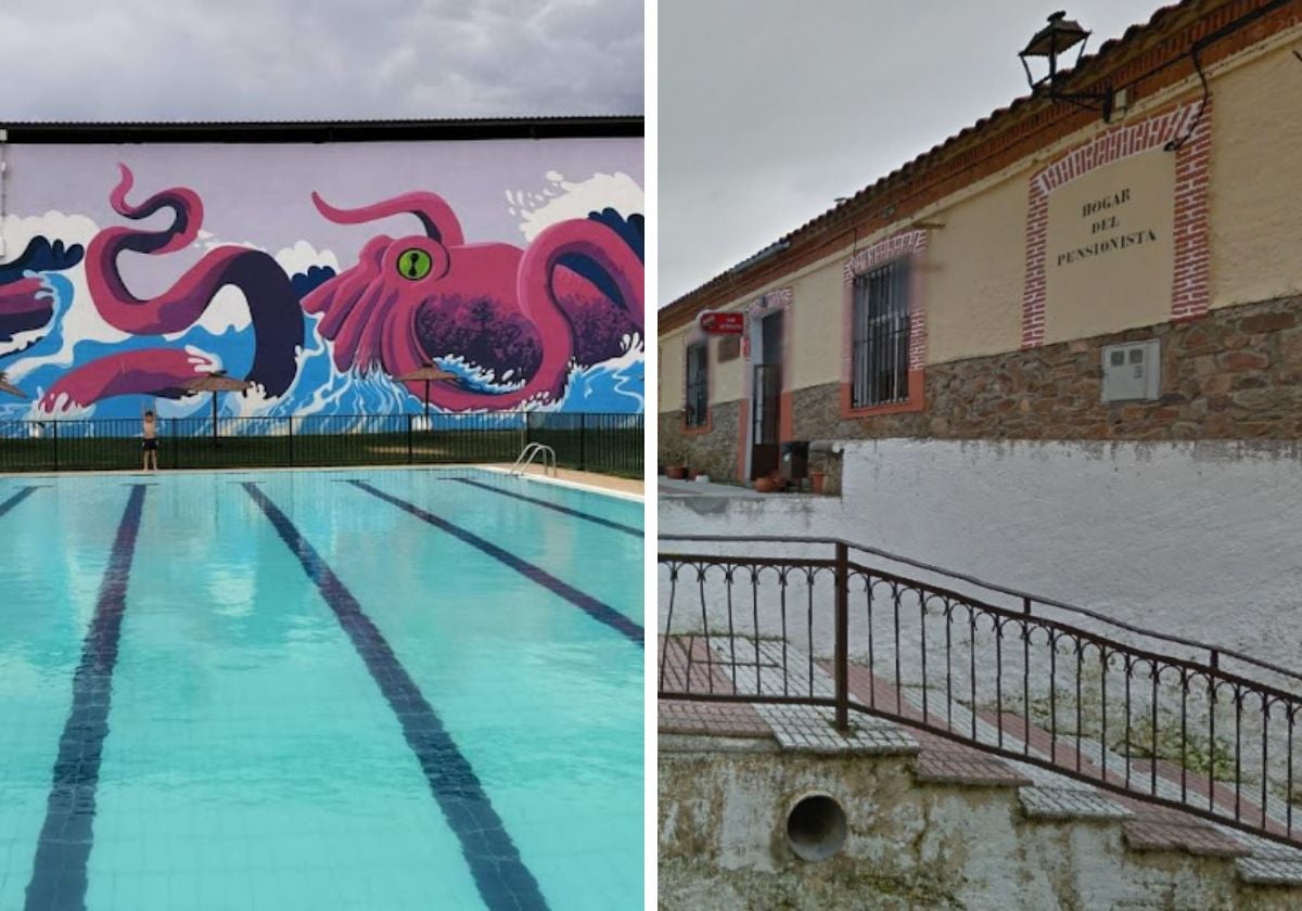 Las piscinas municipales y el Centro Social con bar de Galinduste.
