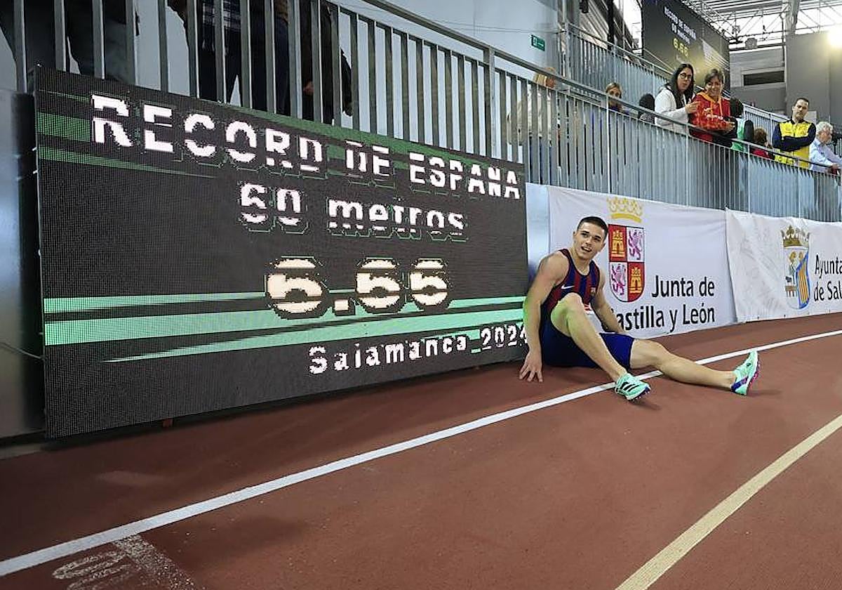 Pol Elvira, campeón de España y récord nacional sub 20 de 60 metros.