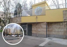 La fachada de la cafetería ya repintada y los vehículos del personal que trabaja en ella.