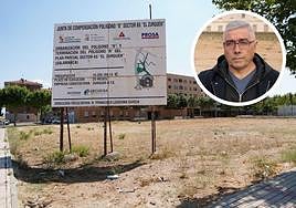 Solar en el que está prevista la construcción del centro de salud de El Zurgén, y José Alfredo Manzano, en el detalle.