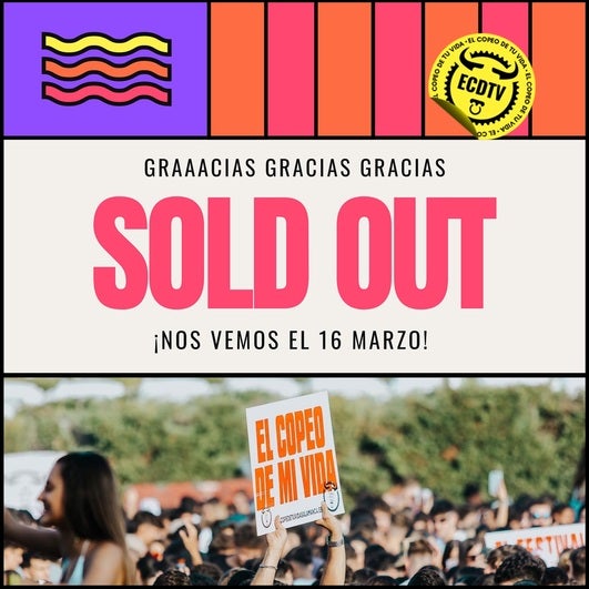 Cartel anunciador del evento, con todas las entradas vendidas desde el mes de enero.