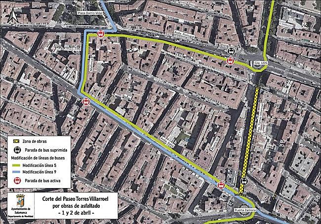 Cortes y desvíos previstos los días 1 y 2 de abril en Torres Villarroel.