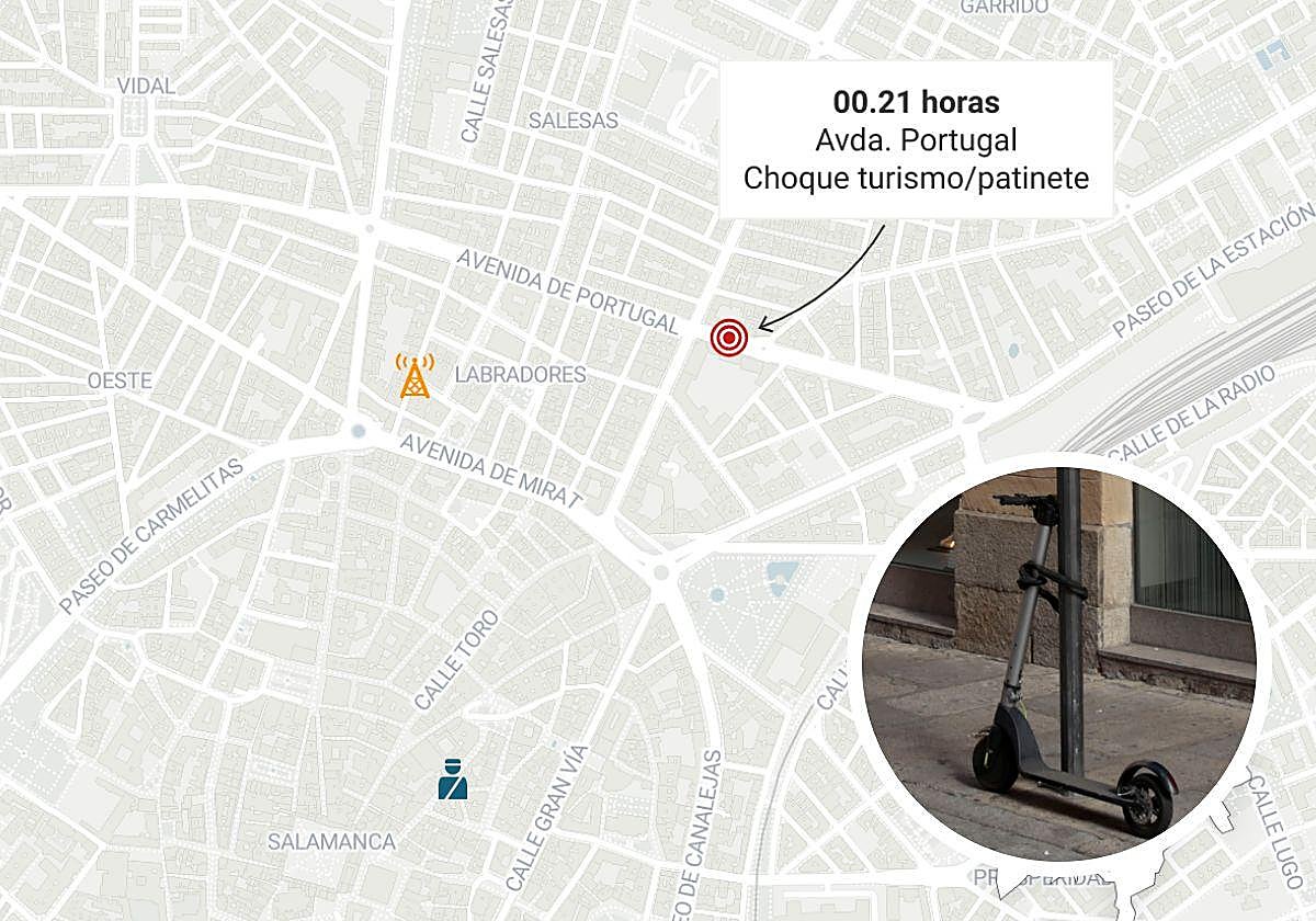 Localización de los incidentes de la noche del viernes en Salamanca.