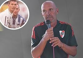 Desio, a la derecha, con River Plate, y arriba, en un partido con el Alavés ante la UD Salamanca.