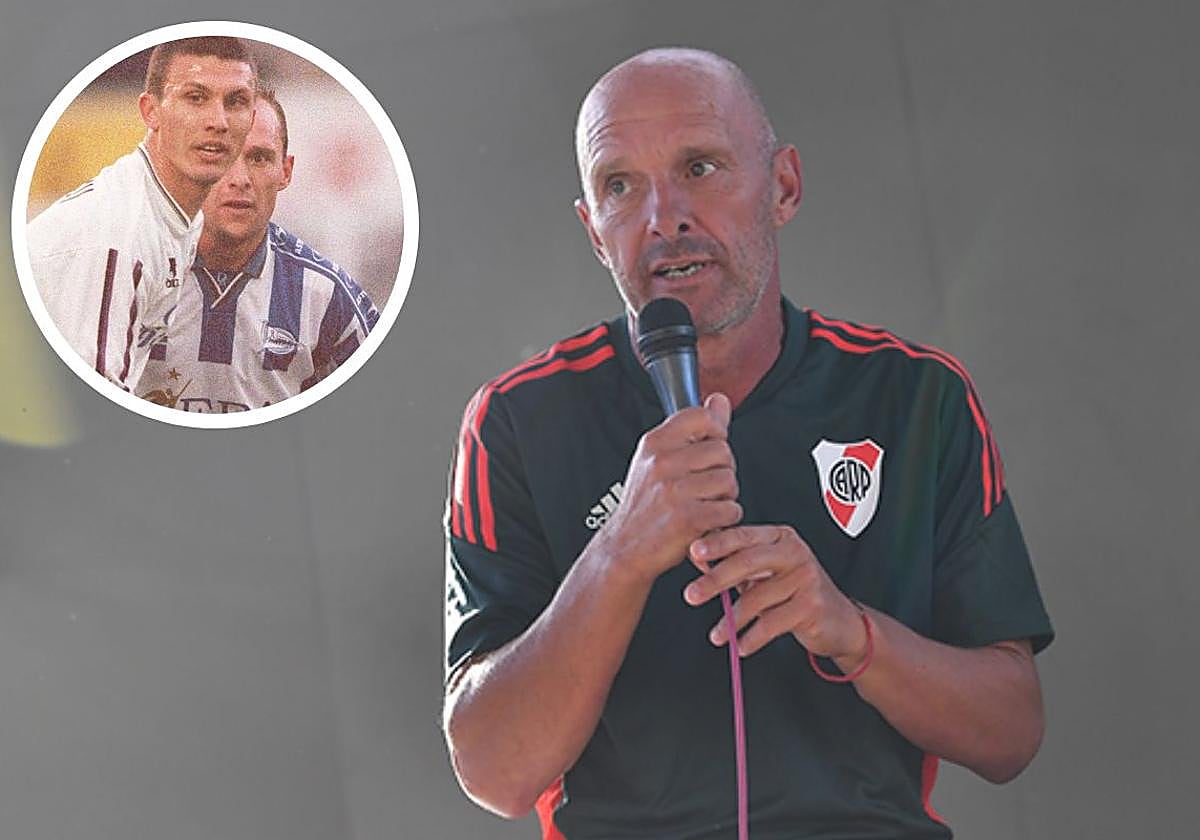 Desio, a la derecha, con River Plate, y arriba, en un partido con el Alavés ante la UD Salamanca.