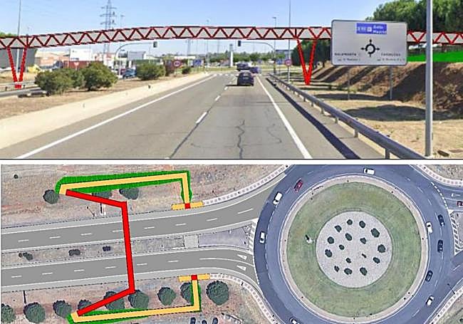 Simulaciones del aspecto que tendrá la pasarela y su punto de instalación.