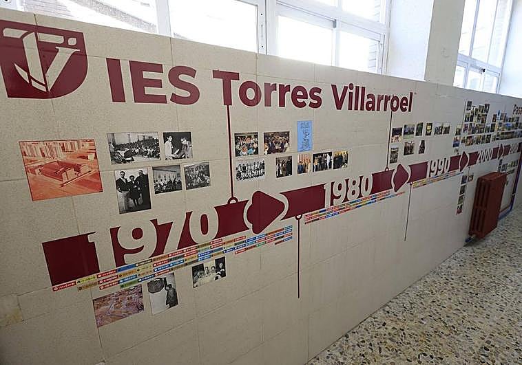 Línea del tiempo decorando una de las paredes del centro