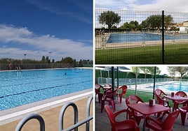 Las piscinas y la zona de restaurante de Parada de Arriba.
