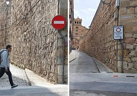 Imagen de la señal de dirección prohibida que se ha retirado.