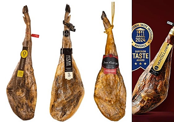 Algunos de los productos ibéricos premiados con estrellas en Bruselas.