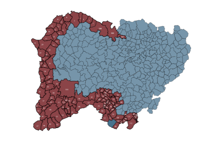 Mapa de los 110 municipios