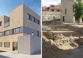 El nuevo edificio y los restos ya encontrados en el solar.