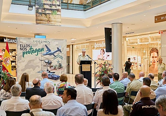 Asistentes al Día de las Fuerzas Armadas en el Centro Comercial El Tormes.