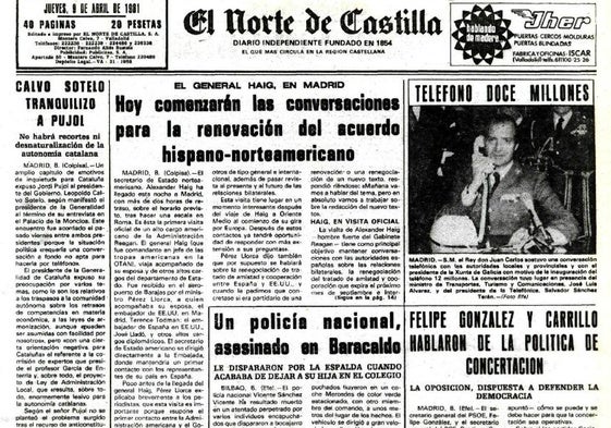 Así recogió El Norte de Castilla el asesinato del policía salmantino el 9 de abril de 1981.