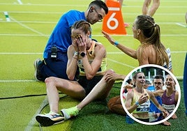 Lágrimas de alegría de Lorena Martín tras la marca lograda en Madrid.