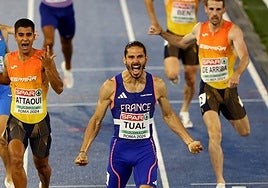Álvaro de Arriba, a la derecha en el reciente Europeo al aire libre de Roma.