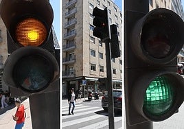 Numerosos semáforos bifocales funcionan en Salamanca.