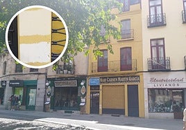 Las pruebas con el nuevo tono de pintura y el aspecto actual de la fachada.