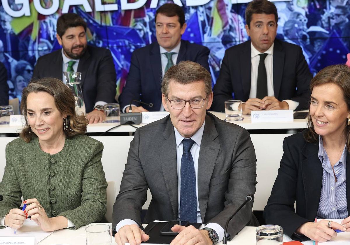 Alberto Núñez Feijóo, en una reunión de la ejecutiva del PP.