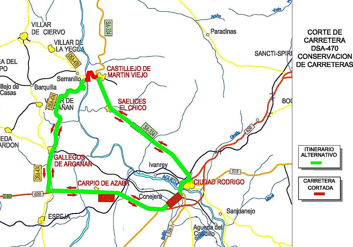 Mapa del corte de la carretera DSA-470