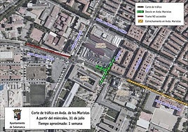 Plano de los cortes en la avenida de Maristas