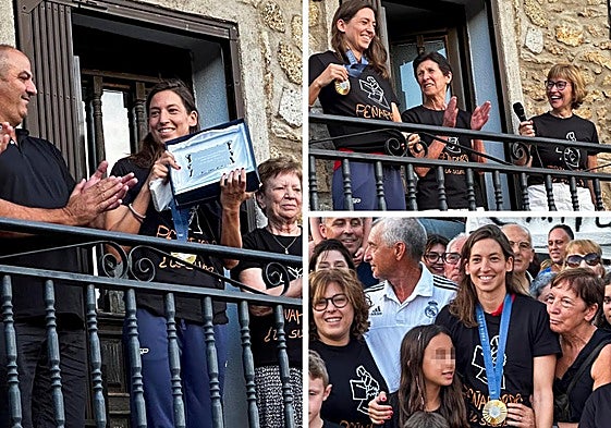 Laura Ester, recibida en el pueblo de Peñaparda.